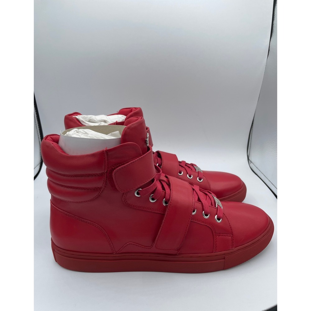 Ferrari Massari High Hustler Red Italian Calfskin Leather Sneakers Mens 9.5